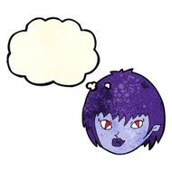 cartoon vampire girl face with thought bubble N3