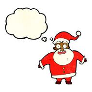 cartoon shocked santa claus with thought bubble N3