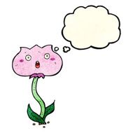 cartoon shocked flower with thought bubble N3