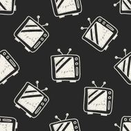 television doodle drawing seamless pattern background N2