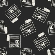 newspaper doodle drawing seamless pattern background