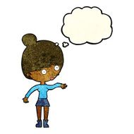 cartoon surprised woman with thought bubble N57