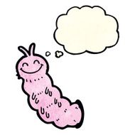 cartoon caterpillar with thought bubble N2