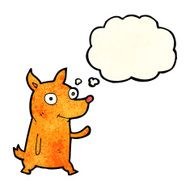 cartoon little dog waving with thought bubble N2