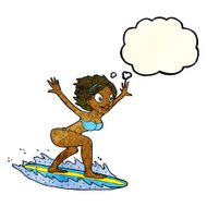 cartoon surfer girl with thought bubble N4