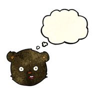 cartoon black teddy bear head with thought bubble N2