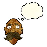 cartoon sad old man with thought bubble N5