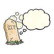 cartoon spooky grave with thought bubble N3