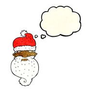 cartoon grim santa face with thought bubble N3