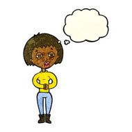 cartoon tired woman with thought bubble N7