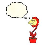 cartoon monster flower with thought bubble N3