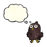 funny cartoon bird with thought bubble N28