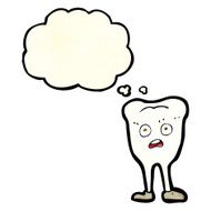 cartoon yellowing tooth with thought bubble N3