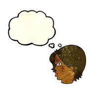 cartoon staring woman with thought bubble N11