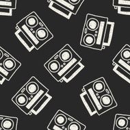 radio player doodle drawing seamless pattern background