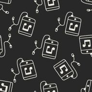 music player doodle drawing seamless pattern background N3