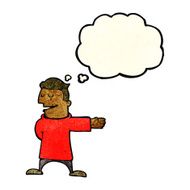 cartoon man gesturing direction with thought bubble N3