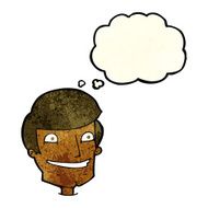 cartoon grinning man with thought bubble N18