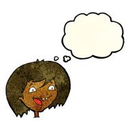 cartoon happy girl with thought bubble N19