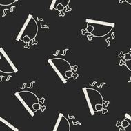 Roast chicken doodle drawing seamless pattern background N3