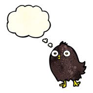 funny cartoon bird with thought bubble N29
