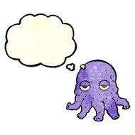 cartoon alien squid face with thought bubble N6