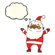 cartoon happy santa claus with thought bubble N6