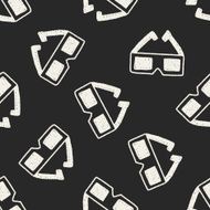3D glassess doodle drawing seamless pattern background