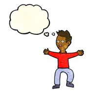 cartoon man panicking with thought bubble N11