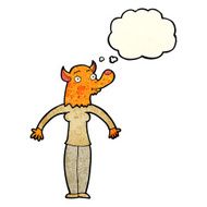 cartoon friendly fox woman with thought bubble N2