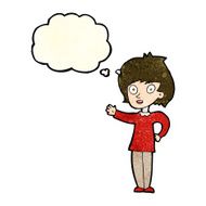cartoon happy woman with thought bubble N58