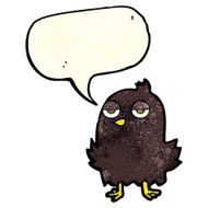 cartoon bored bird with thought bubble N3