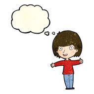 cartoon happy woman with thought bubble N59