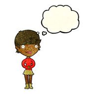 cartoon friendly woman with thought bubble N17