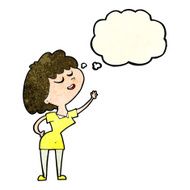 cartoon happy woman about to speak with thought bubble N3