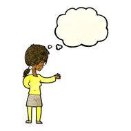 cartoon woman gesturing with thought bubble N7