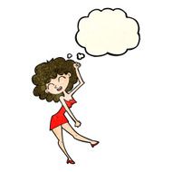 cartoon dancing woman with thought bubble N11