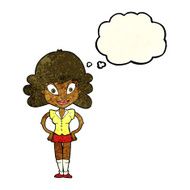 cartoon pretty woman with thought bubble N61