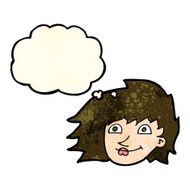 cartoon female face with thought bubble N37