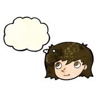 cartoon female face with thought bubble N38