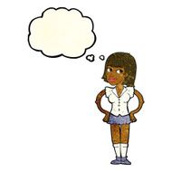 cartoon woman with hands on hips thought bubble N48