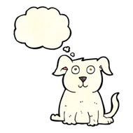 cartoon happy dog with thought bubble N20