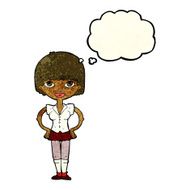 cartoon woman with hands on hips thought bubble N49