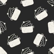 kitchenware pot doodle drawing seamless pattern background