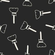 witch&#039;s broom doodle drawing seamless pattern background