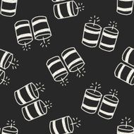 Firecrackers doodle drawing seamless pattern background