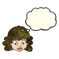 cartoon happy female face with thought bubble N46