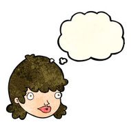 cartoon staring girl with thought bubble N3