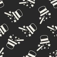 magic hat doodle drawing seamless pattern background