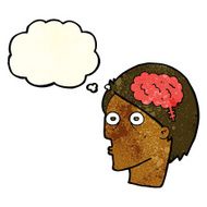 cartoon head with brain symbol thought bubble N9